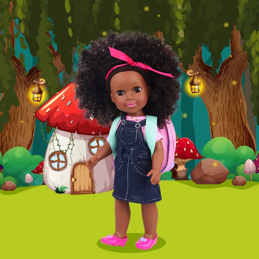 Black Doll 14.5 Inch Baby Girl Doll and Clothes Set African Washable Realistic Silicone Girl Dolls -Best Gift for Girls