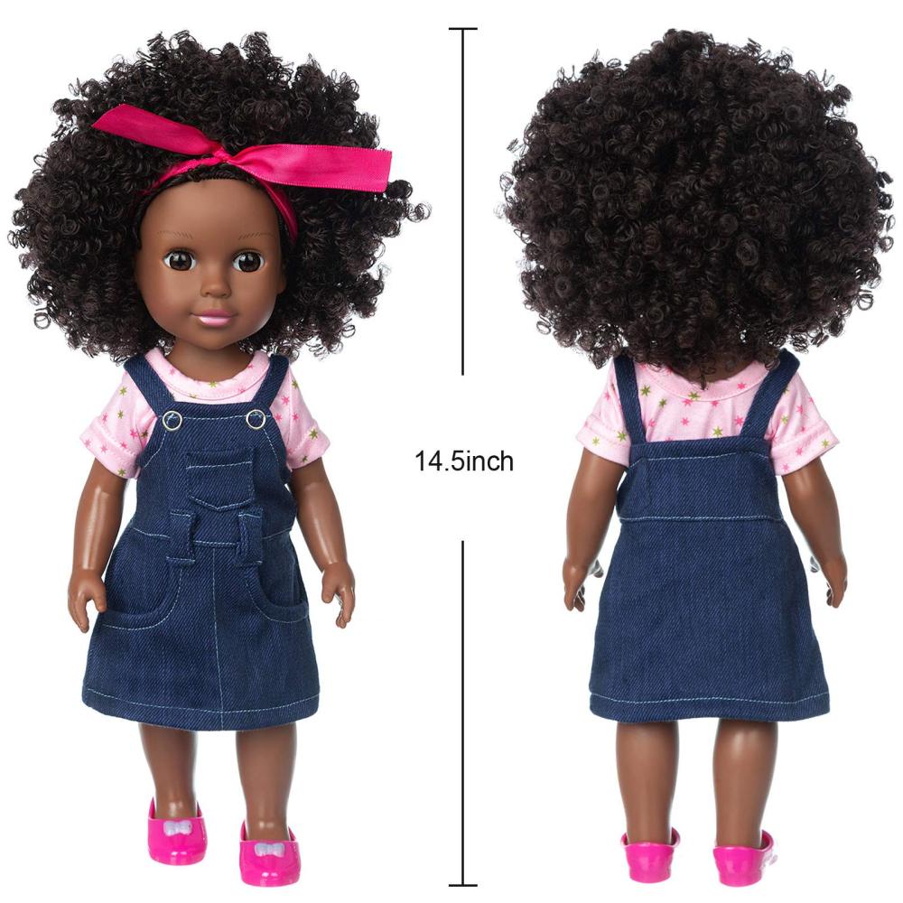 Black Doll 14.5 Inch Baby Girl Doll and Clothes Set African Washable Realistic Silicone Girl Dolls -Best Gift for Girls