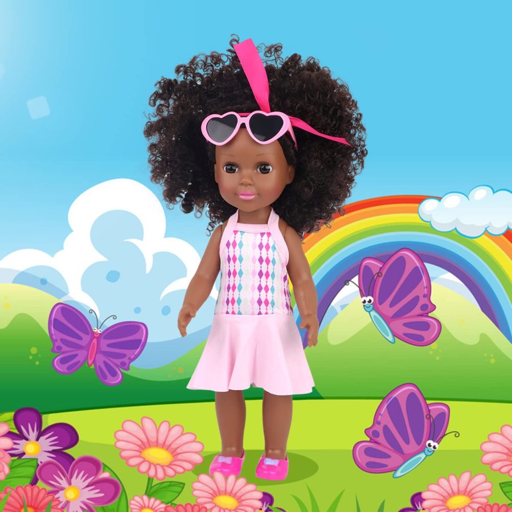 Black Doll 14.5 Inch Baby Girl Doll and Clothes Set African Washable Realistic Silicone Girl Dolls -Best Gift for Girls