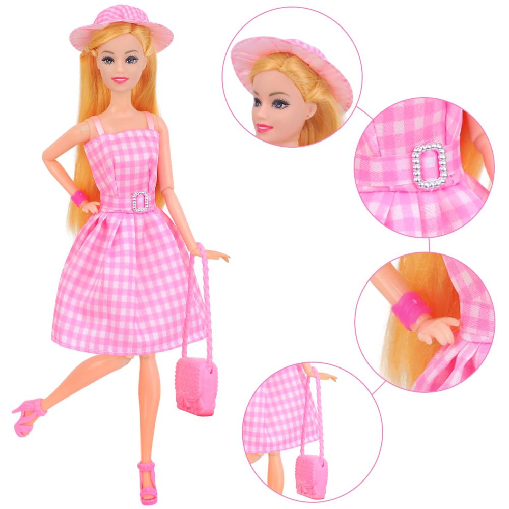 28 Pcs Doll Clothes and Accessories for 11.5 inch Boy and Girl Dolls, Including Dresses Coats Pants Shoes Hat Handbags Bracelets Earrings in Total of 7 Sets Doll Dress up