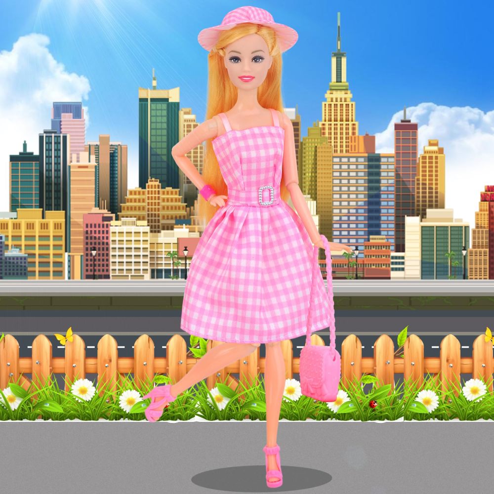 28 Pcs Doll Clothes and Accessories for 11.5 inch Boy and Girl Dolls, Including Dresses Coats Pants Shoes Hat Handbags Bracelets Earrings in Total of 7 Sets Doll Dress up