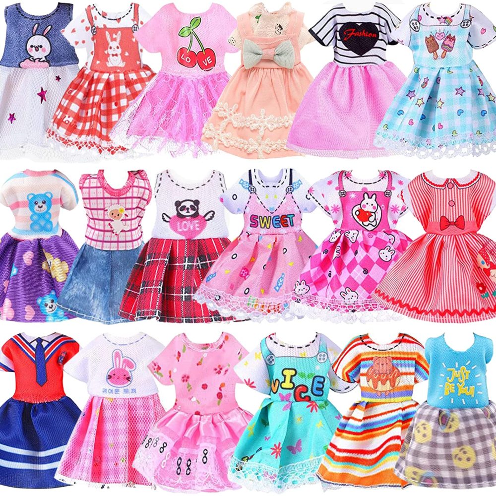 ZITA ELEMENT 16 Pcs 5.3 Inch - 6 Inch Girl Doll Clothes and Accessories - 3 Dresses, 3 Swimsuits, 2 Shoes, 5 Outfits Hangers, 1 Skateboard, 1 Glasses
