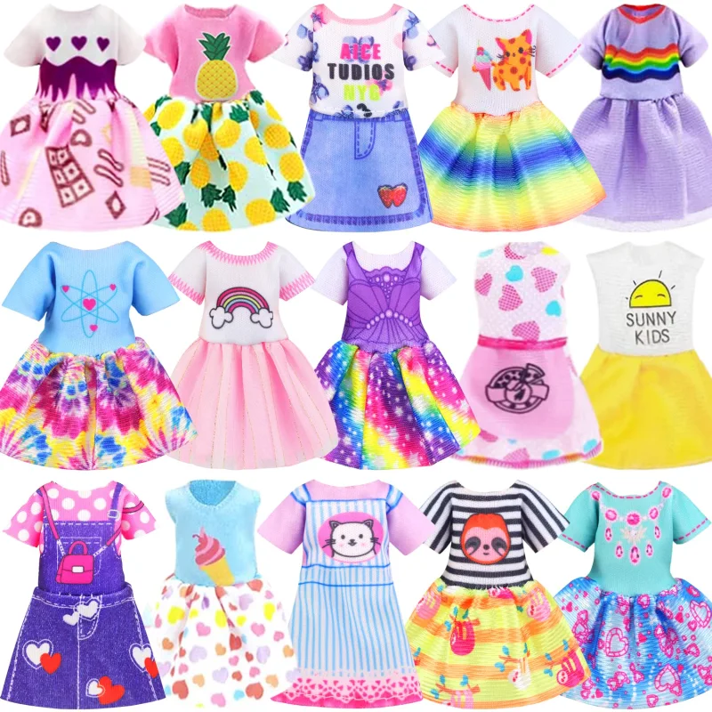 ZITA ELEMENT 16 Pcs 5.3 Inch - 6 Inch Girl Doll Clothes and Accessories - 3 Dresses, 3 Swimsuits, 2 Shoes, 5 Outfits Hangers, 1 Skateboard, 1 Glasses