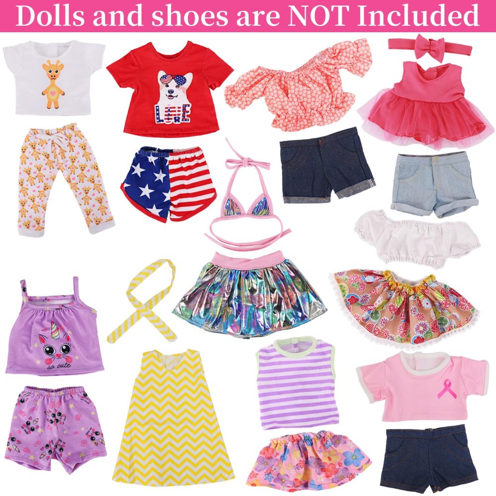 10 Sets American 18 Inch Doll Clothes and Accessories include Doll Clothing Dress Fit for 18 inch Dolls ( No Doll