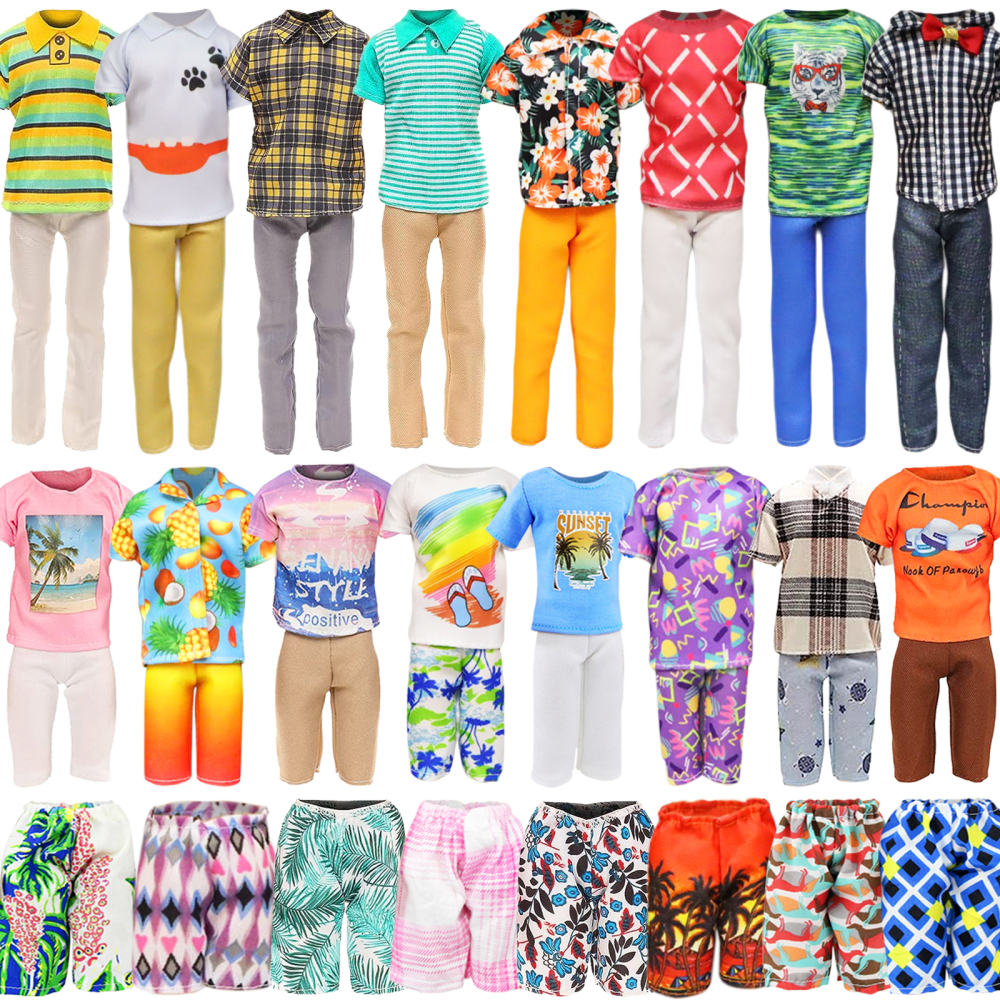 Package Includes 3 Sets Shorts and Tops, 2 Sets Pants and Tops, 2 Swimming Trunks, 4 Pairs Shoes.(Random Styles and NO DOLL!