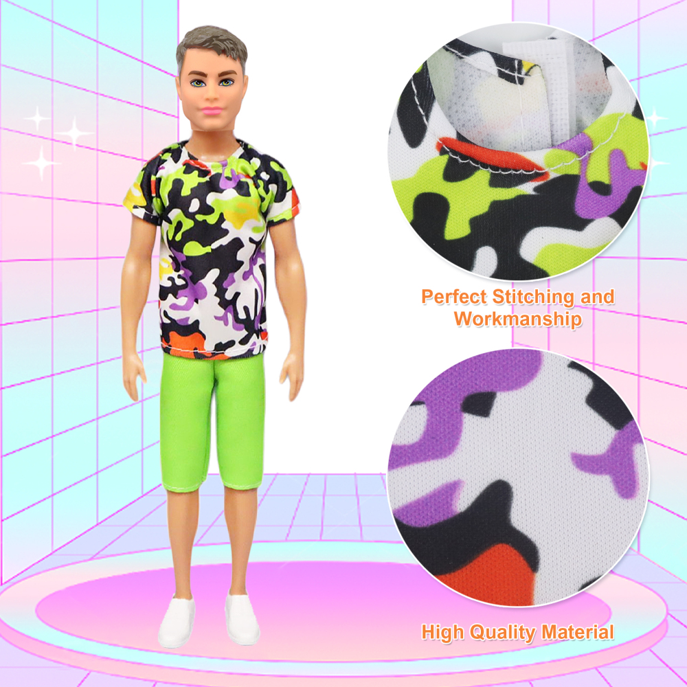 Package Includes 3 Sets Shorts and Tops, 2 Sets Pants and Tops, 2 Swimming Trunks, 4 Pairs Shoes.(Random Styles and NO DOLL!