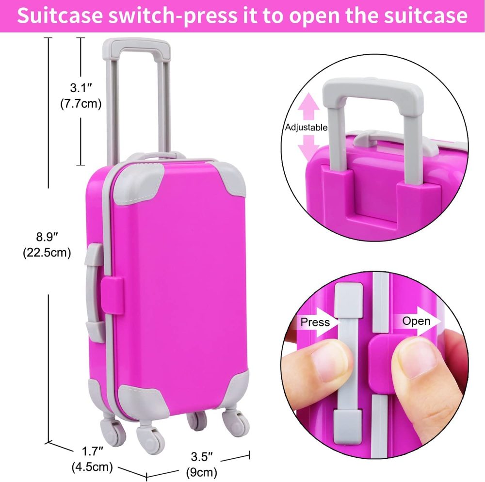 24 Pcs 18 Inch American Doll Accessories Clothes and Suitcase Set Including 18 Inch Doll Clothes Suitcase Backpack and Other Travel Set
