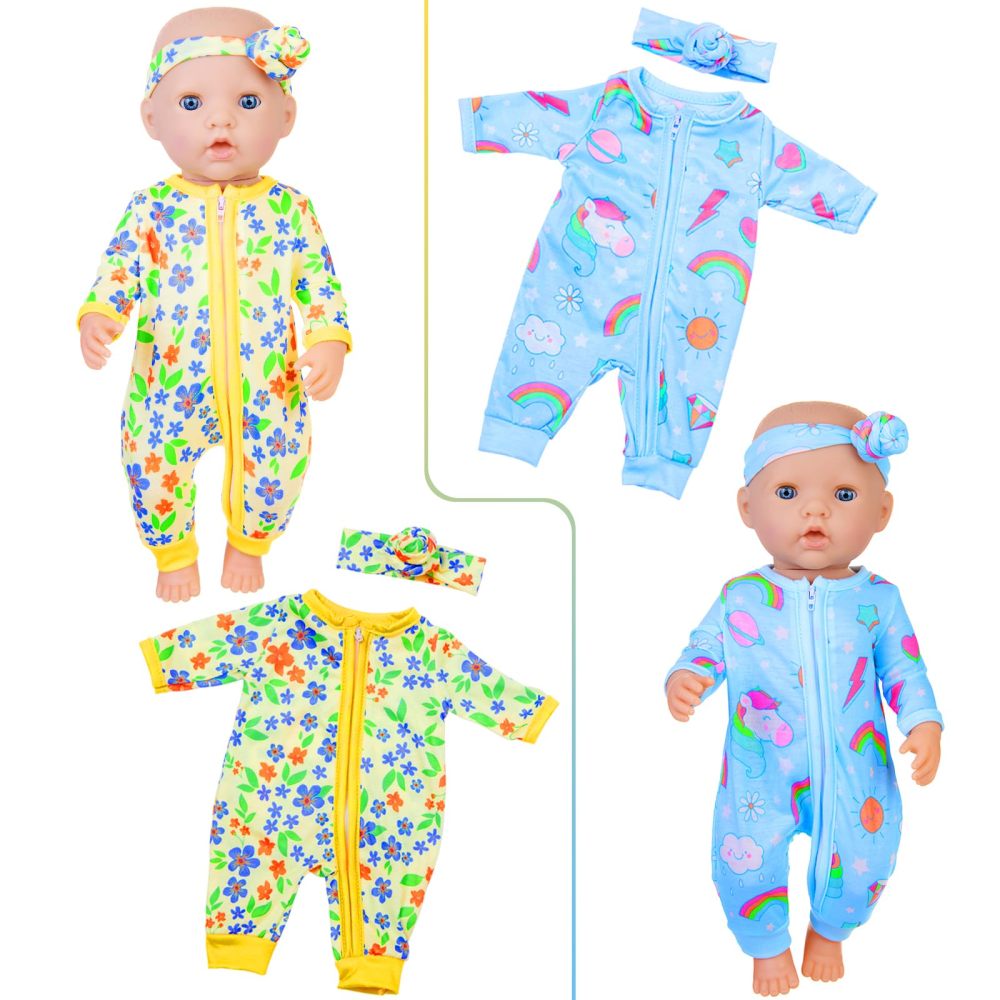 5 Sets 14-18 Inch Baby Doll Clothes Outfits Casual Wear for 17 Inch Baby Doll Clothes 10 Pcs Doll Clothes and Accessories for 15 Inch Doll to 18 Inch Doll