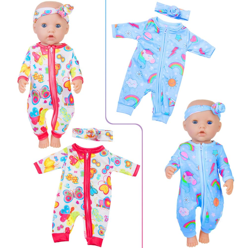 5 Sets 14-18 Inch Baby Doll Clothes Outfits Casual Wear for 17 Inch Baby Doll Clothes 10 Pcs Doll Clothes and Accessories for 15 Inch Doll to 18 Inch Doll