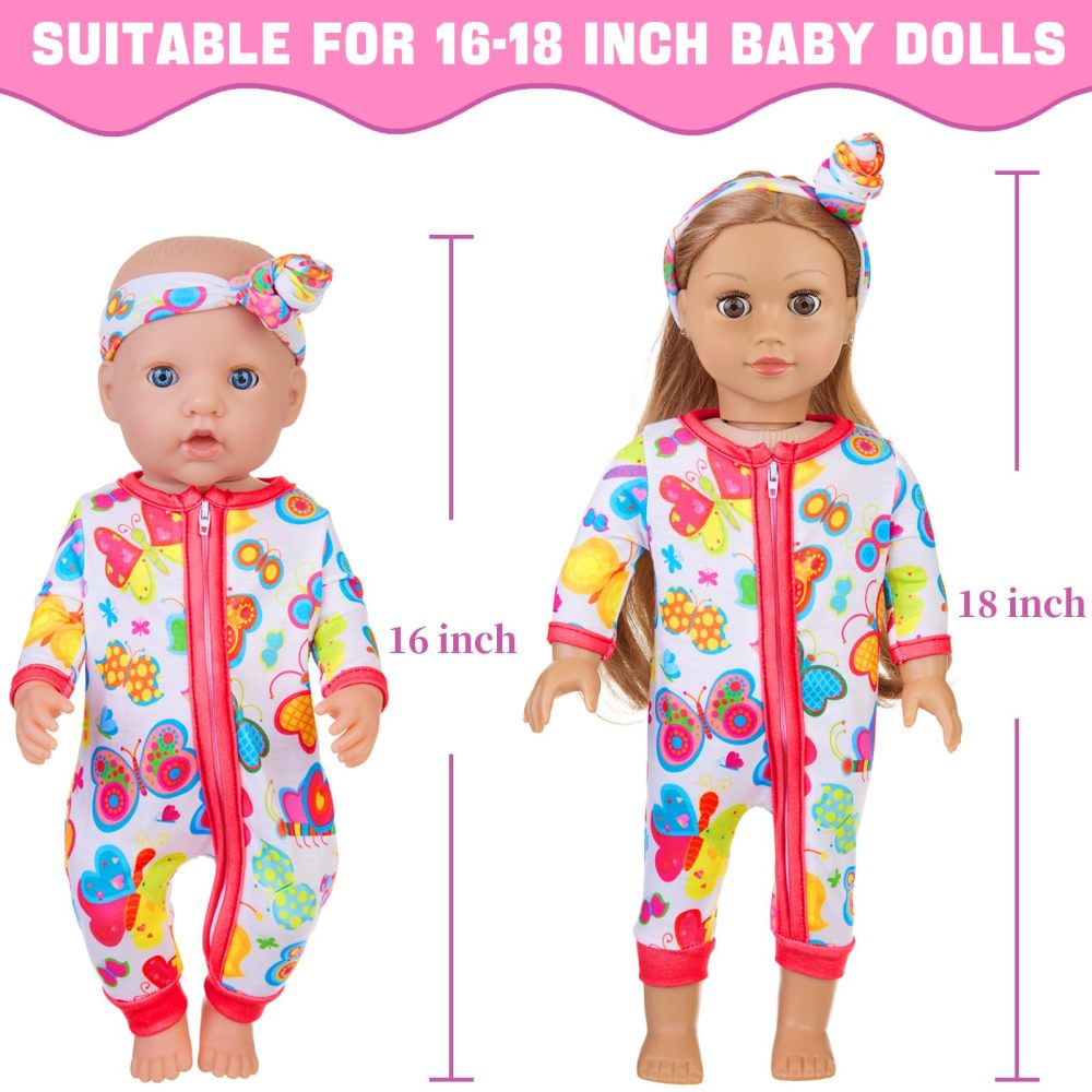 5 Sets 14-18 Inch Baby Doll Clothes Outfits Casual Wear for 17 Inch Baby Doll Clothes 10 Pcs Doll Clothes and Accessories for 15 Inch Doll to 18 Inch Doll