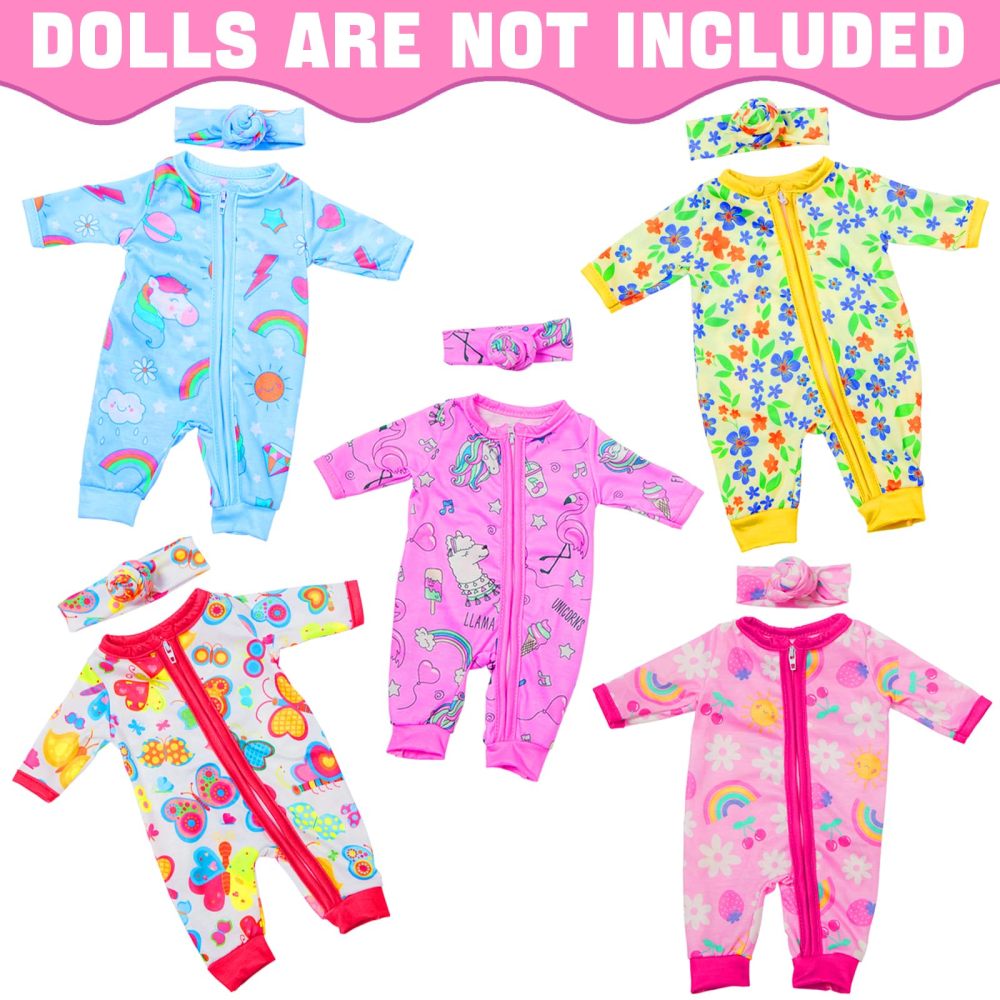 5 Sets 14-18 Inch Baby Doll Clothes Outfits Casual Wear for 17 Inch Baby Doll Clothes 10 Pcs Doll Clothes and Accessories for 15 Inch Doll to 18 Inch Doll