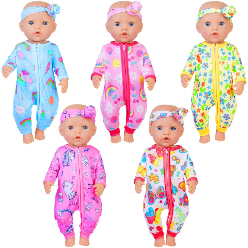 5 Sets 14-18 Inch Baby Doll Clothes Outfits Casual Wear for 17 Inch Baby Doll Clothes 10 Pcs Doll Clothes and Accessories for 15 Inch Doll to 18 Inch Doll