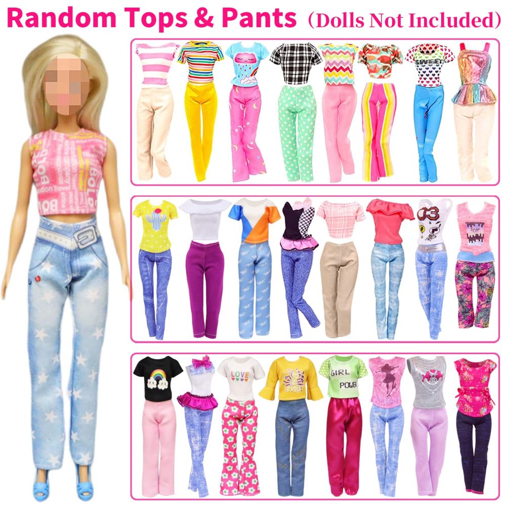 39 Pcs Doll Clothes and Accessories 3 Fashion Dresses 10 Slip Dresses 3 Tops 3 Pants 10 Necklaces 10 Shoes Fashion Casual Outfits Perfect for 11.5 inch Dolls
