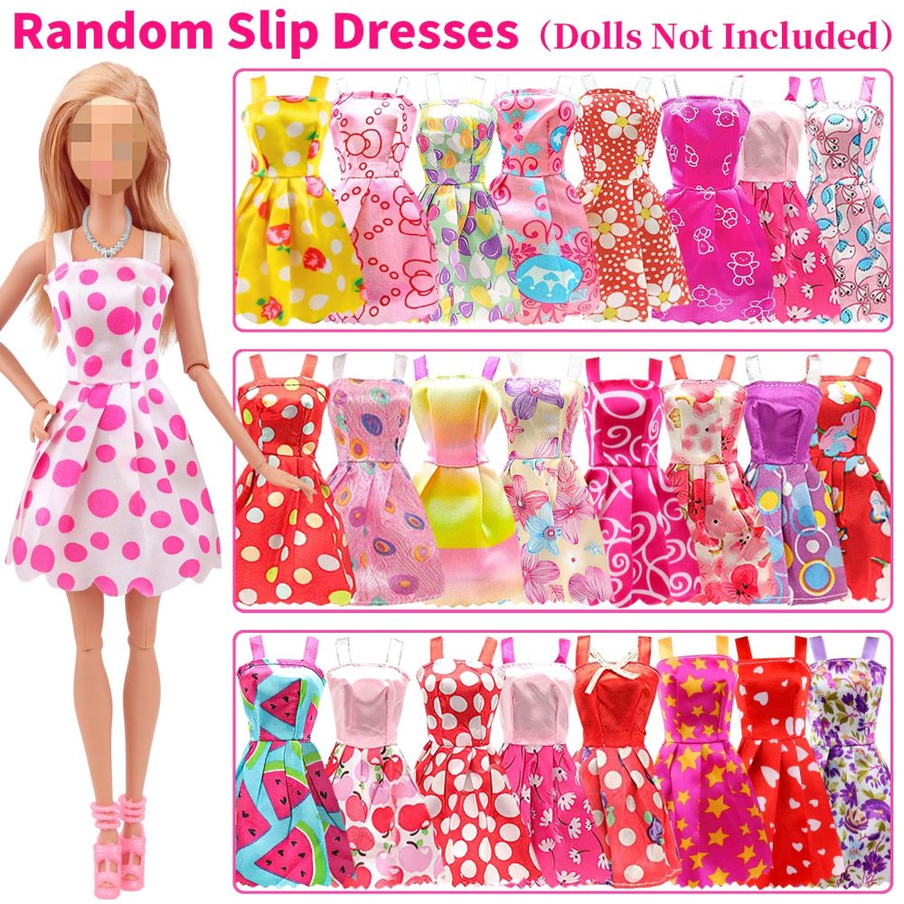 39 Pcs Doll Clothes and Accessories 3 Fashion Dresses 10 Slip Dresses 3 Tops 3 Pants 10 Necklaces 10 Shoes Fashion Casual Outfits Perfect for 11.5 inch Dolls