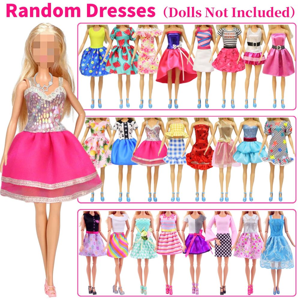 39 Pcs Doll Clothes and Accessories 3 Fashion Dresses 10 Slip Dresses 3 Tops 3 Pants 10 Necklaces 10 Shoes Fashion Casual Outfits Perfect for 11.5 inch Dolls