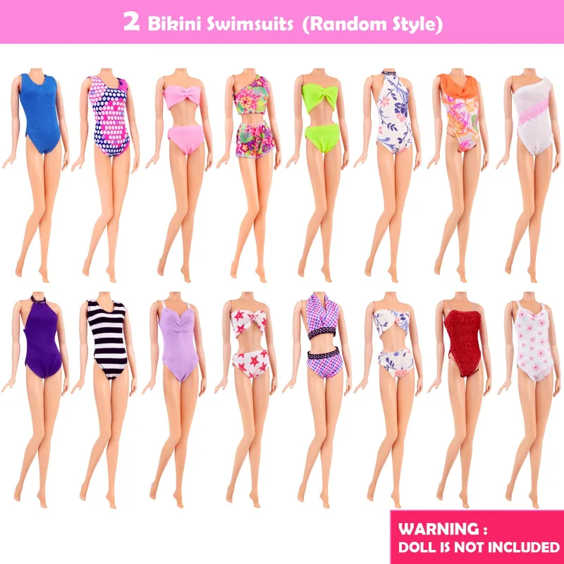 43 Pcs Doll Clothes and Accessories, 2 Wedding Gowns 2 Fashion Skirts 5 Mini Dresses 2 Fashion Clothes Sets 2 Bikini Swimsuits 10 Hangers 10 Necklaces 10 Shoes Perfect for 11.5 Inch Dolls