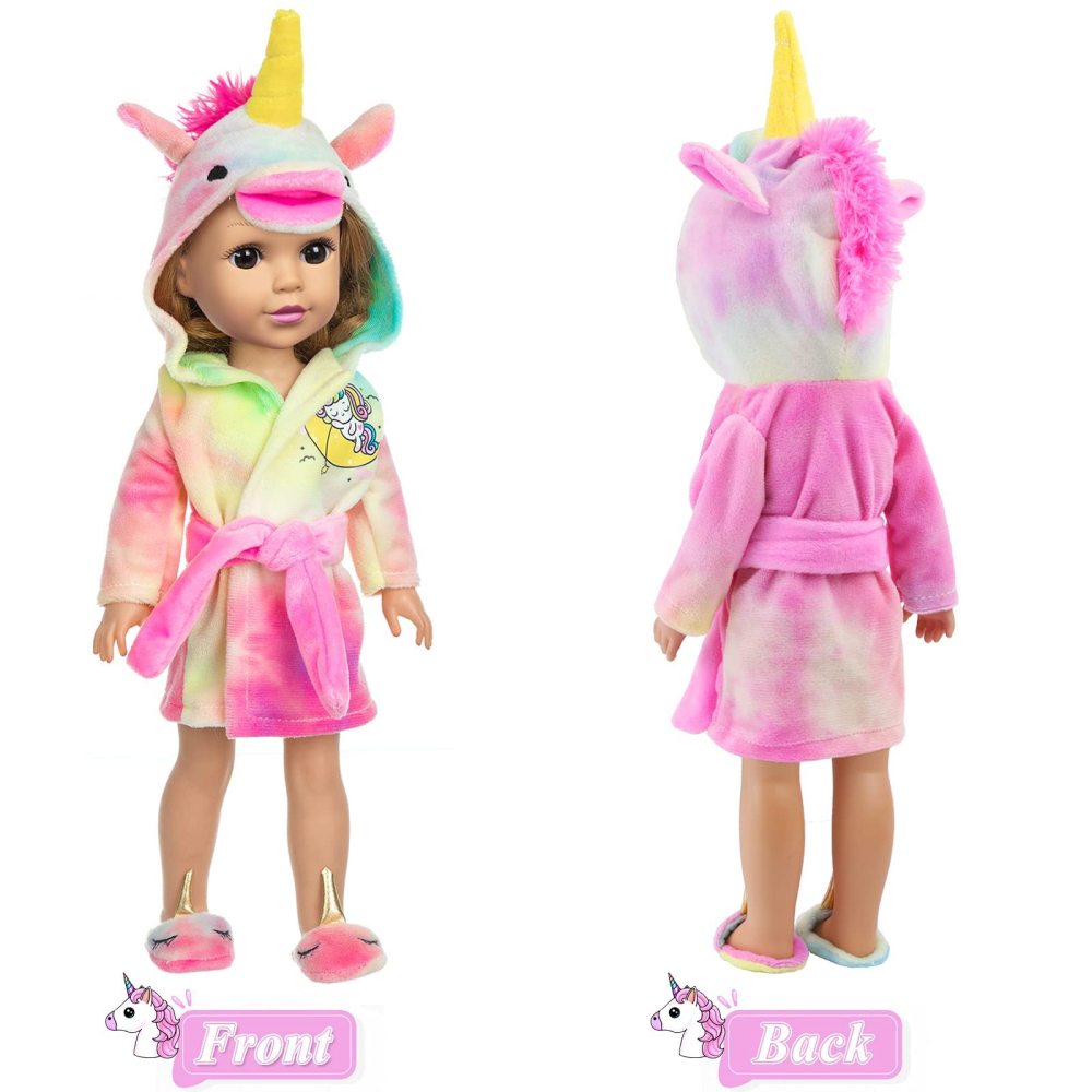 14.5 Inch Girl Doll Clothes and Sleeping Bag Set -14 to 14.5 Inch Doll Unicorn Nightgown with Matching Shoes Pillow & Eye Mask for Kids Best Gifts