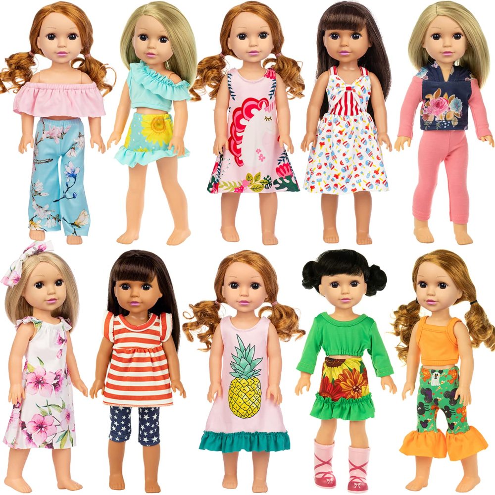 10 Sets Fashion 14.5 Inch Girl Doll Clothes and Party Dress for 14 - 14.5 Inch Doll Clothes Outfits and Accessories