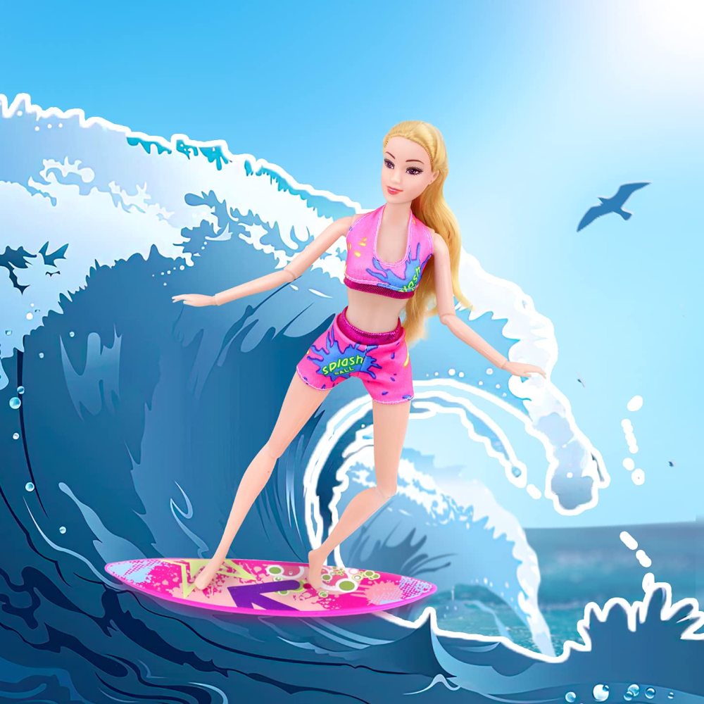 35 PCS Doll Clothes Swimwear Beach Bathing Kit including 10 Bikini Swimsuit 2 Swimming Ring 4 Fashion Glasses 10 Pairs Shoes 1 Surf Skateboard 8 doll accessories for 11.5 Inch Doll