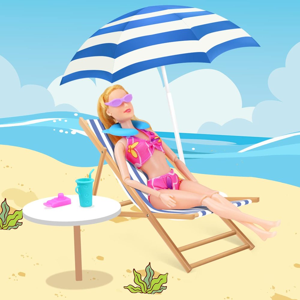 35 PCS Doll Clothes Swimwear Beach Bathing Kit including 10 Bikini Swimsuit 2 Swimming Ring 4 Fashion Glasses 10 Pairs Shoes 1 Surf Skateboard 8 doll accessories for 11.5 Inch Doll