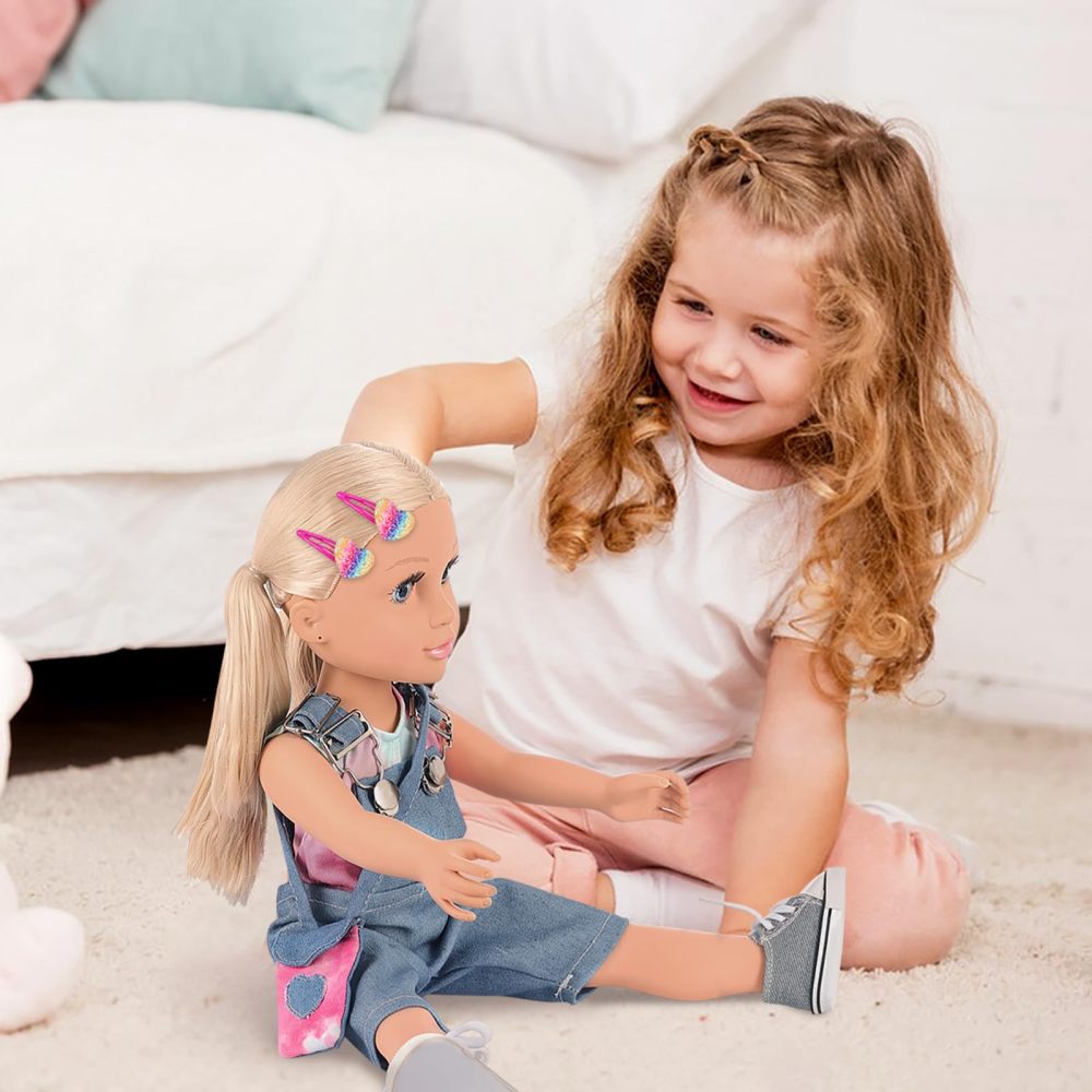 Ecore Fun 18 Inch Girl Doll with Clothes and Accessories 8 Pcs Doll Playset Include 18 Inch Doll, Doll Clothes, Doll Shoes, Doll Bag and Doll Hairpin（with Doll）