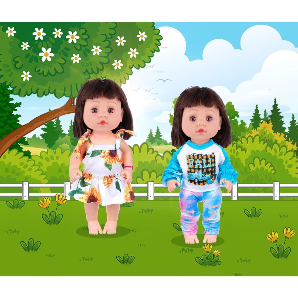 10Pcs Alive Doll Baby Doll Clothes and Accessories - Including Dresses,T-Shirts,Pants,Jumpsuit,Bell-Bottomed Pants for Kids Girls Gift 12 Inch Doll Random Style