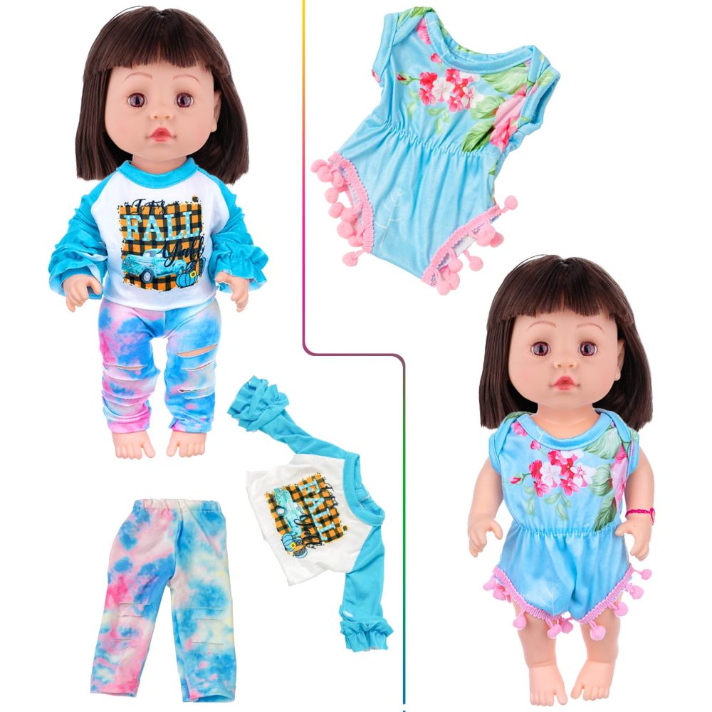10Pcs Alive Doll Baby Doll Clothes and Accessories - Including Dresses,T-Shirts,Pants,Jumpsuit,Bell-Bottomed Pants for Kids Girls Gift 12 Inch Doll Random Style
