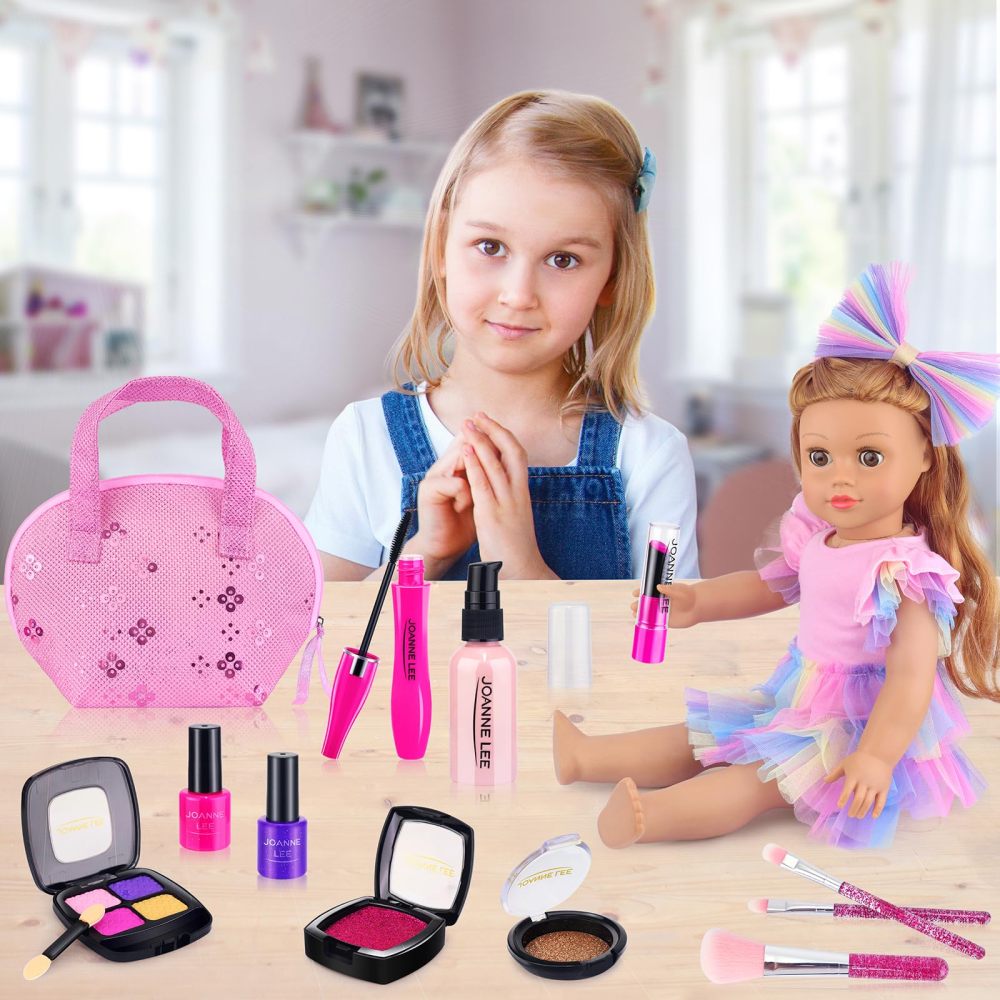 14 Pcs 18 Inch Girl Doll Accessories and Makeup Set includes Doll Dress with Makeup Stuff for 18 Inch Girl Doll My Our Life Journey Generation Girl Doll Accessories