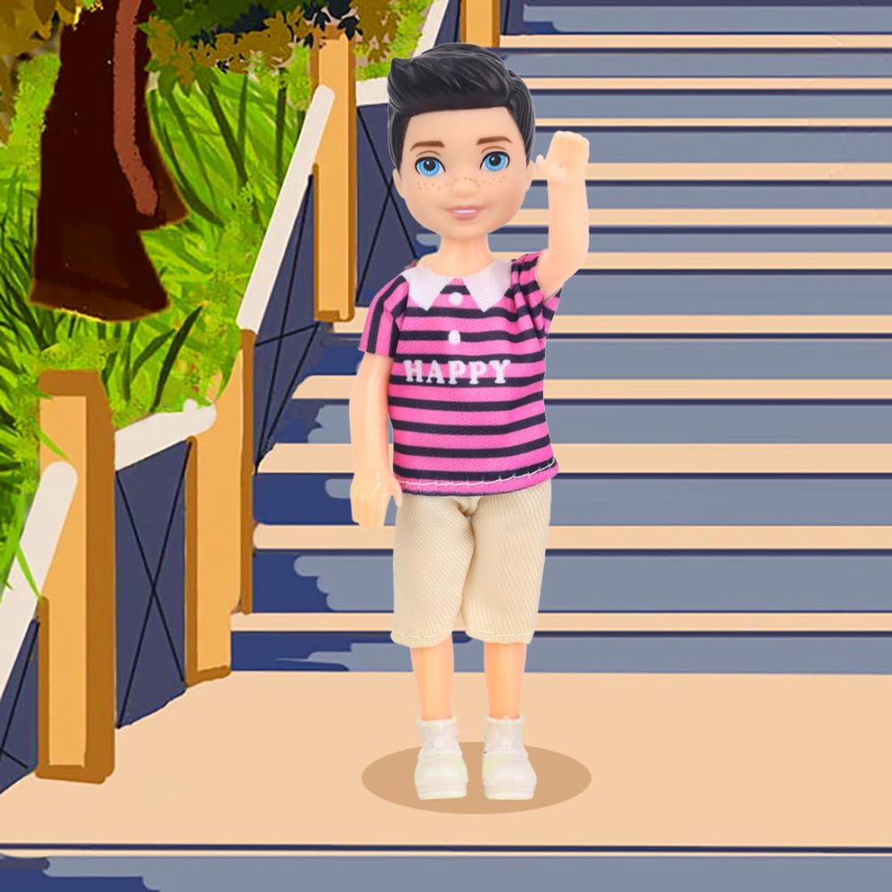 14 Pcs 5.3 Inch Doll Clothes and Accessories Include 3 Dresses, 3 Boy Doll Outfits (3 T-Shirt, 3 Pants), 2 Shoes, 1 Headset 1 Toy Dog 1 Computer for 5.3-6 Inch Doll