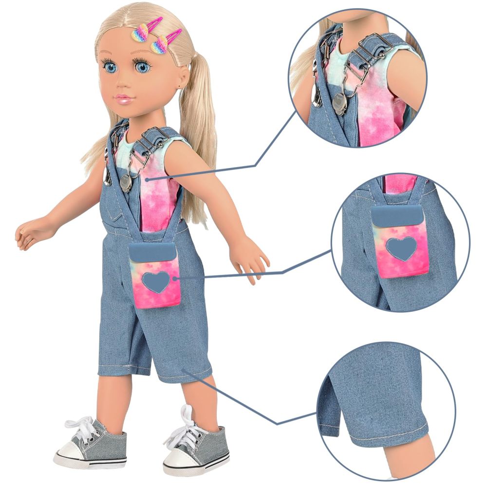 Ecore Fun 18 Inch Girl Doll with Clothes and Accessories 8 Pcs Doll Playset Include 18 Inch Doll, Doll Clothes, Doll Shoes, Doll Bag and Doll Hairpin（with Doll）
