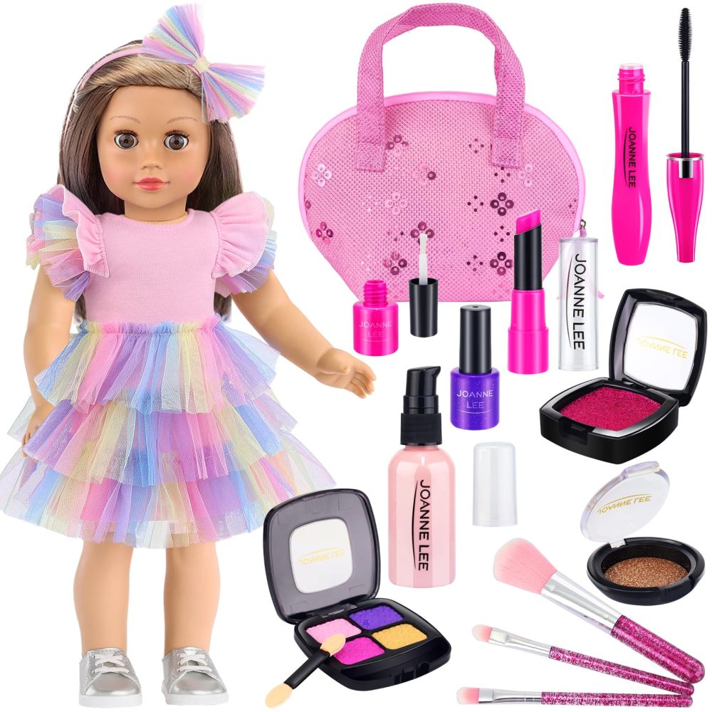 14 Pcs 18 Inch Girl Doll Accessories and Makeup Set includes Doll Dress with Makeup Stuff for 18 Inch Girl Doll My Our Life Journey Generation Girl Doll Accessories