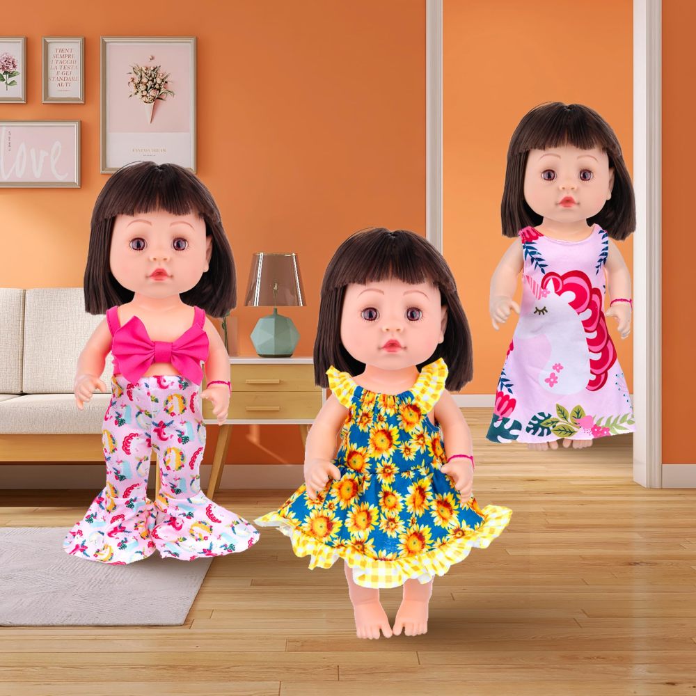 10Pcs Alive Doll Baby Doll Clothes and Accessories - Including Dresses,T-Shirts,Pants,Jumpsuit,Bell-Bottomed Pants for Kids Girls Gift 12 Inch Doll Random Style