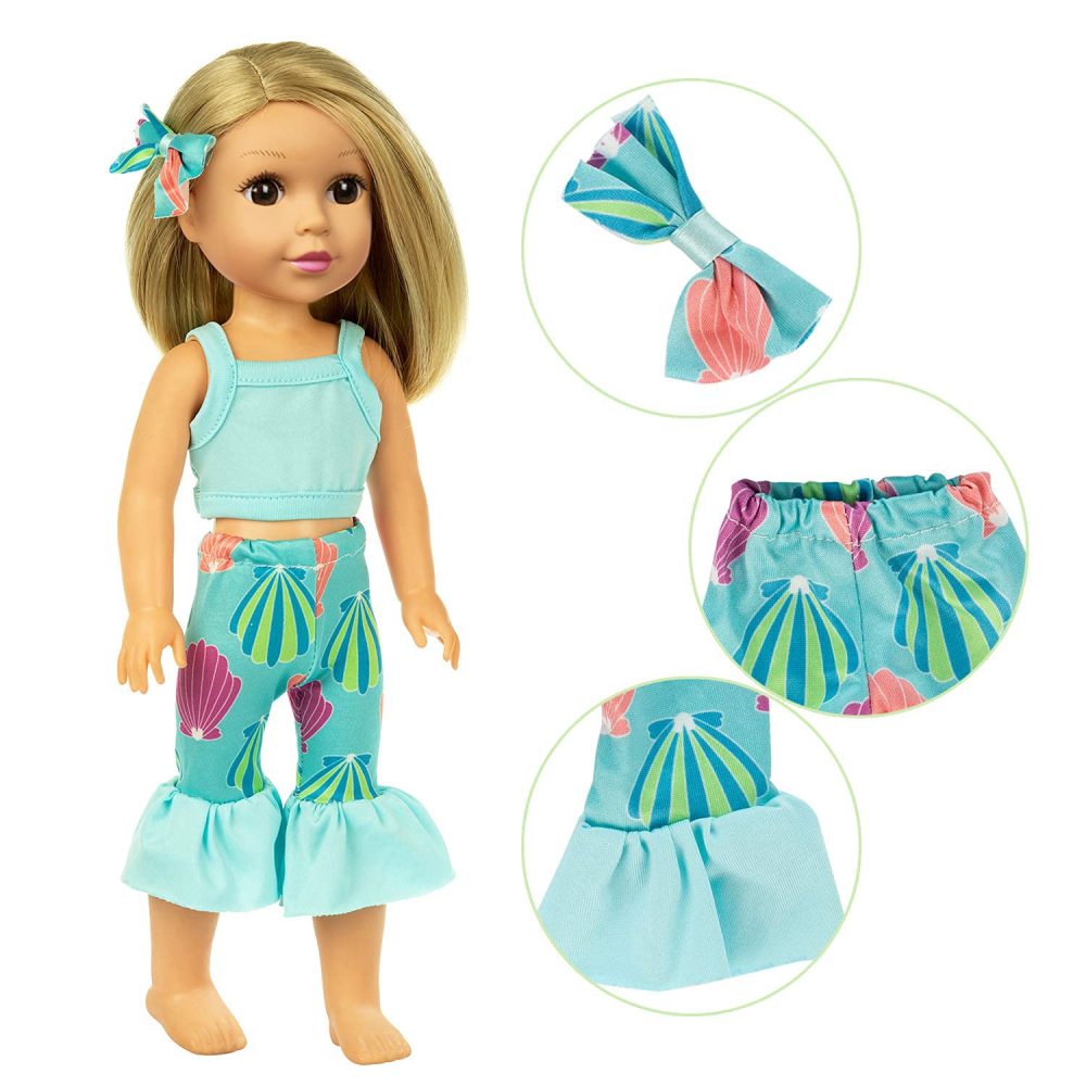 10 Sets 14.5 Inch Doll Clothes Outfits Dresses Pajamas Hair Clips for 15 Inch Girl Dolls