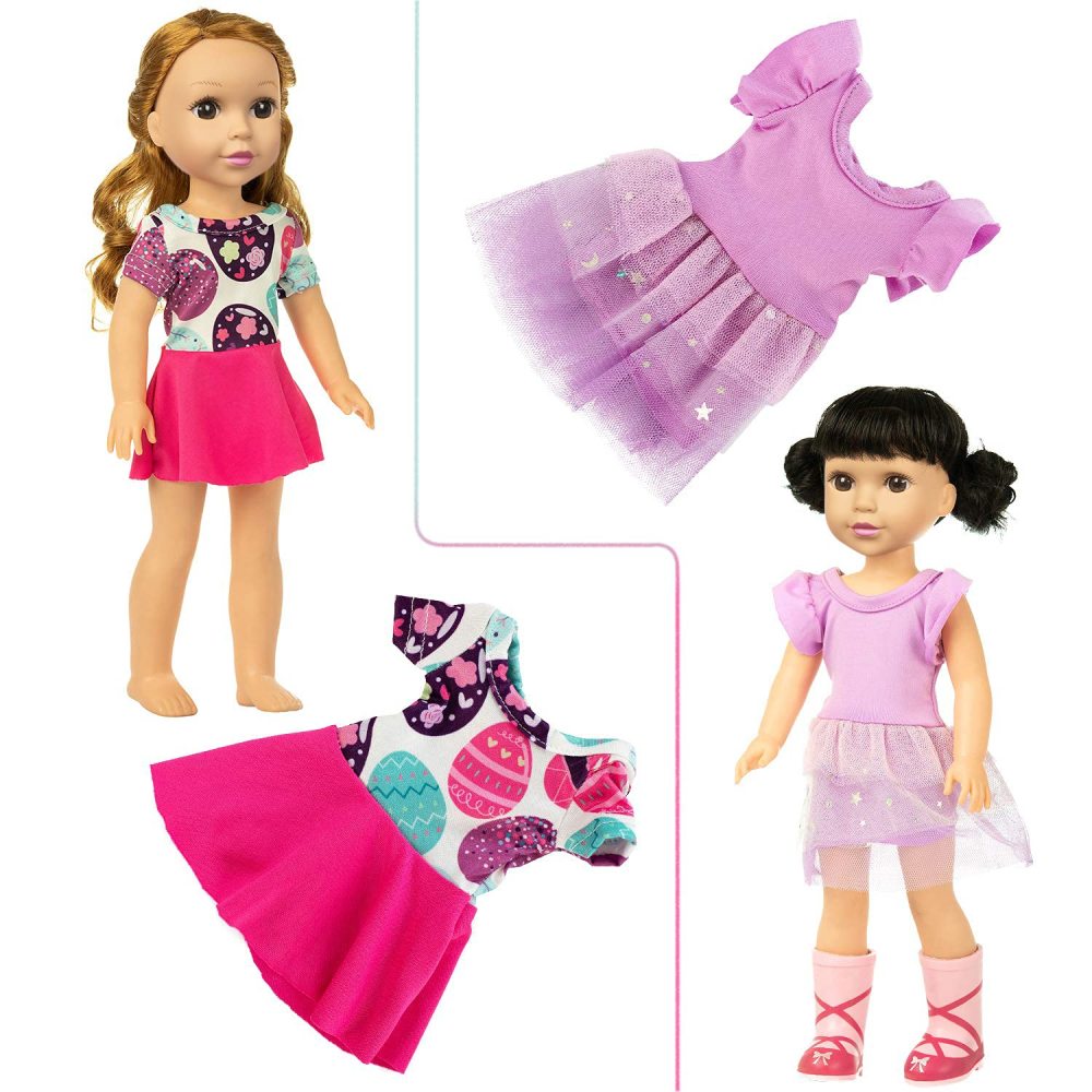 10 Sets 14.5 Inch Doll Clothes Outfits Dresses Pajamas Hair Clips for 15 Inch Girl Dolls