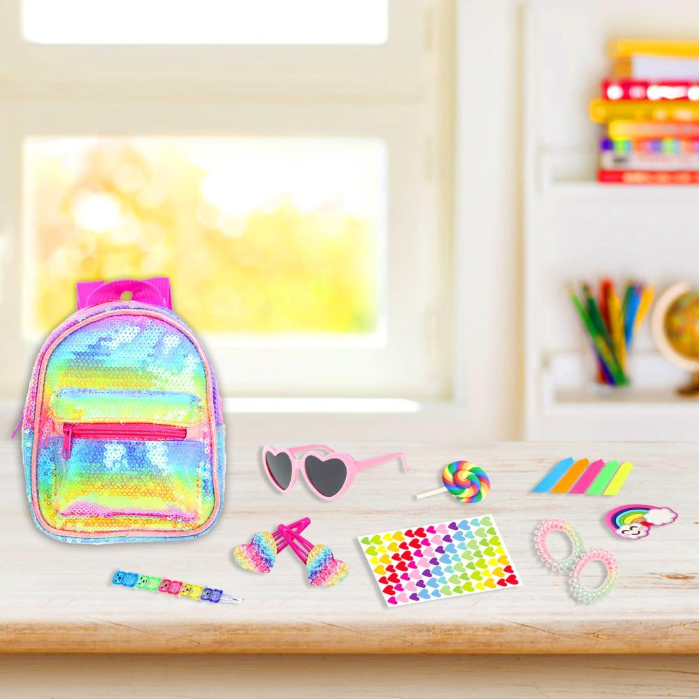 14 Pcs American 18 Inch Girl Doll Accessories School Supplies Set - Doll Backpack School Supplies Sunglasses and Other Stuff for My Our Life Generation Doll Accessories