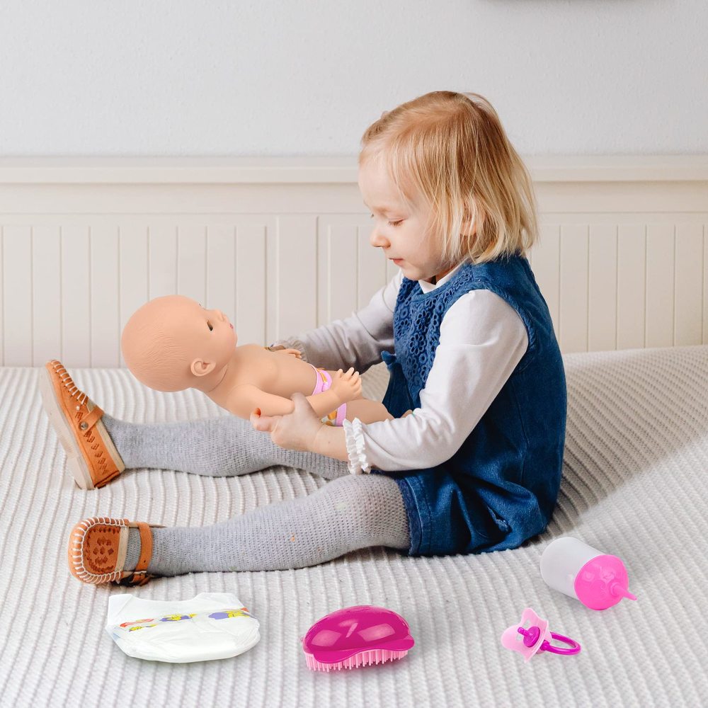 13 Pcs Baby Doll Clothes and Accessories - Baby Doll Diaper Bag with Bottle and Feeding Set for Baby Dolls Accessories