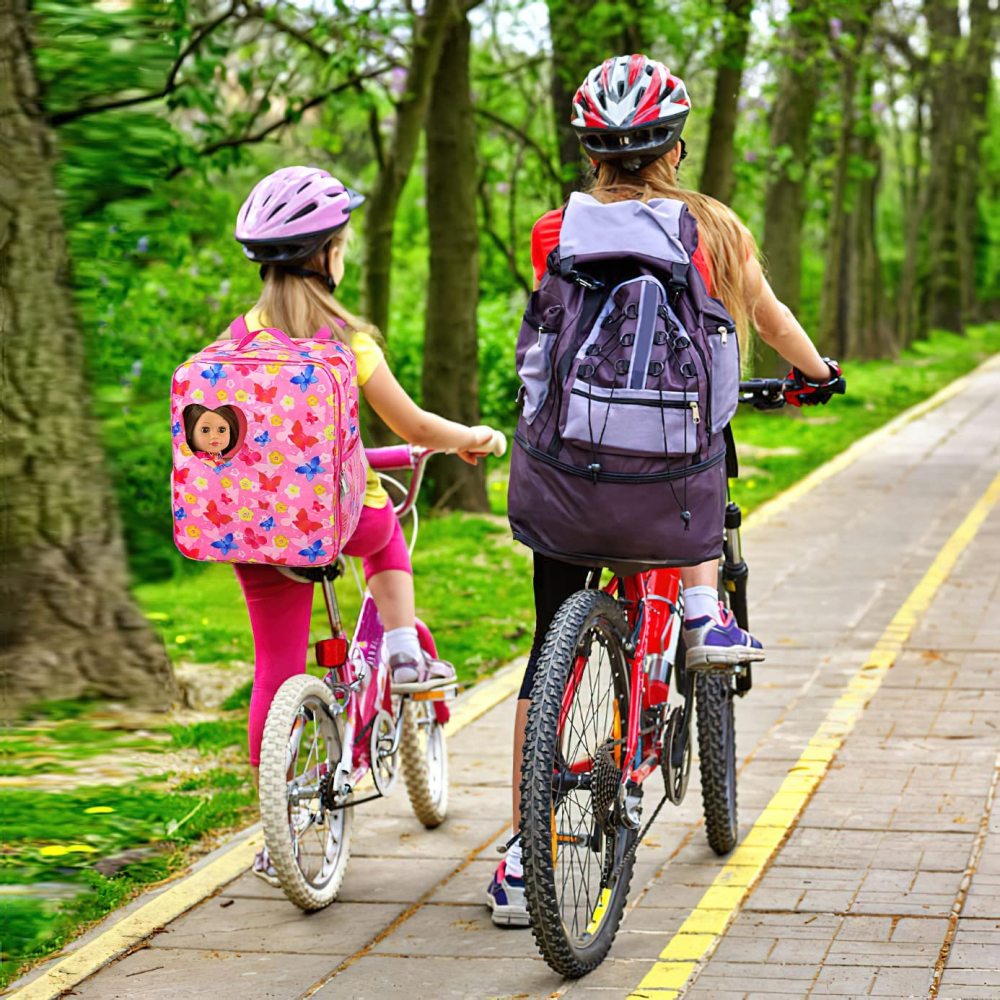 18 Inch Girl Doll Butterfly Design Carrier Bag with Clothes and Accessories Including 18 Inch Doll Clothes, Shoes, Sunglasses, Doll Backpack and Toy Dog