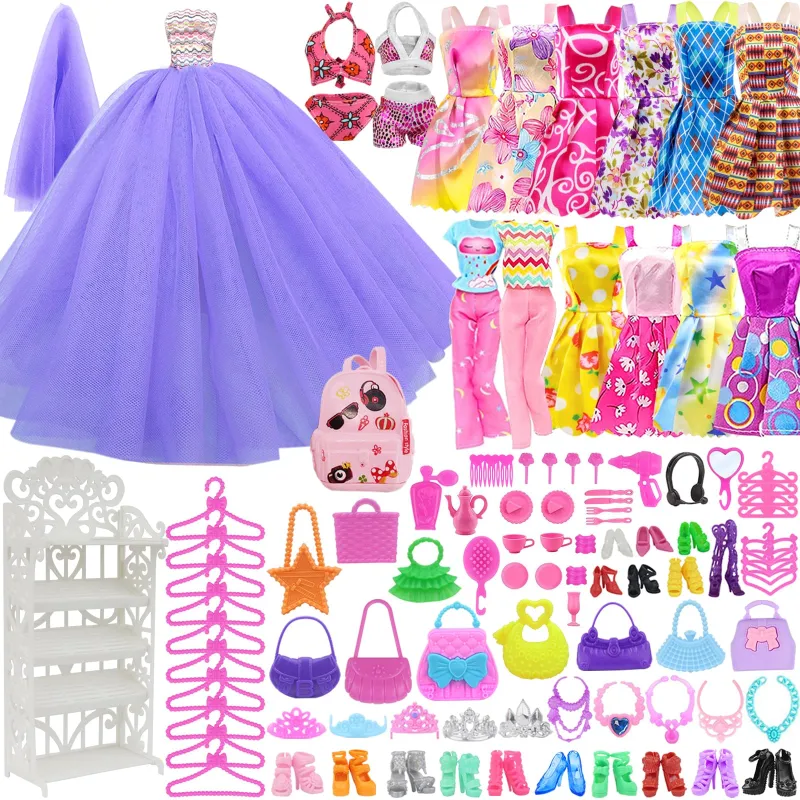 108 Pcs 11.5 Inch Doll Closet Wardrobe Include Clothes, Dresses, Shoes and Other Girl Doll Stuff for 11.5 Inch Girl Doll Clothes as Xmas Gift Present for Girls (NO Doll)