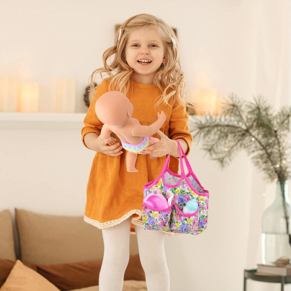 13 Pcs Baby Doll Clothes and Accessories - Baby Doll Diaper Bag with Bottle and Feeding Set for Baby Dolls Accessories