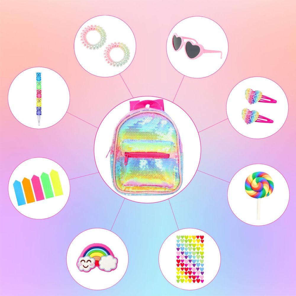 14 Pcs American 18 Inch Girl Doll Accessories School Supplies Set - Doll Backpack School Supplies Sunglasses and Other Stuff for My Our Life Generation Doll Accessories