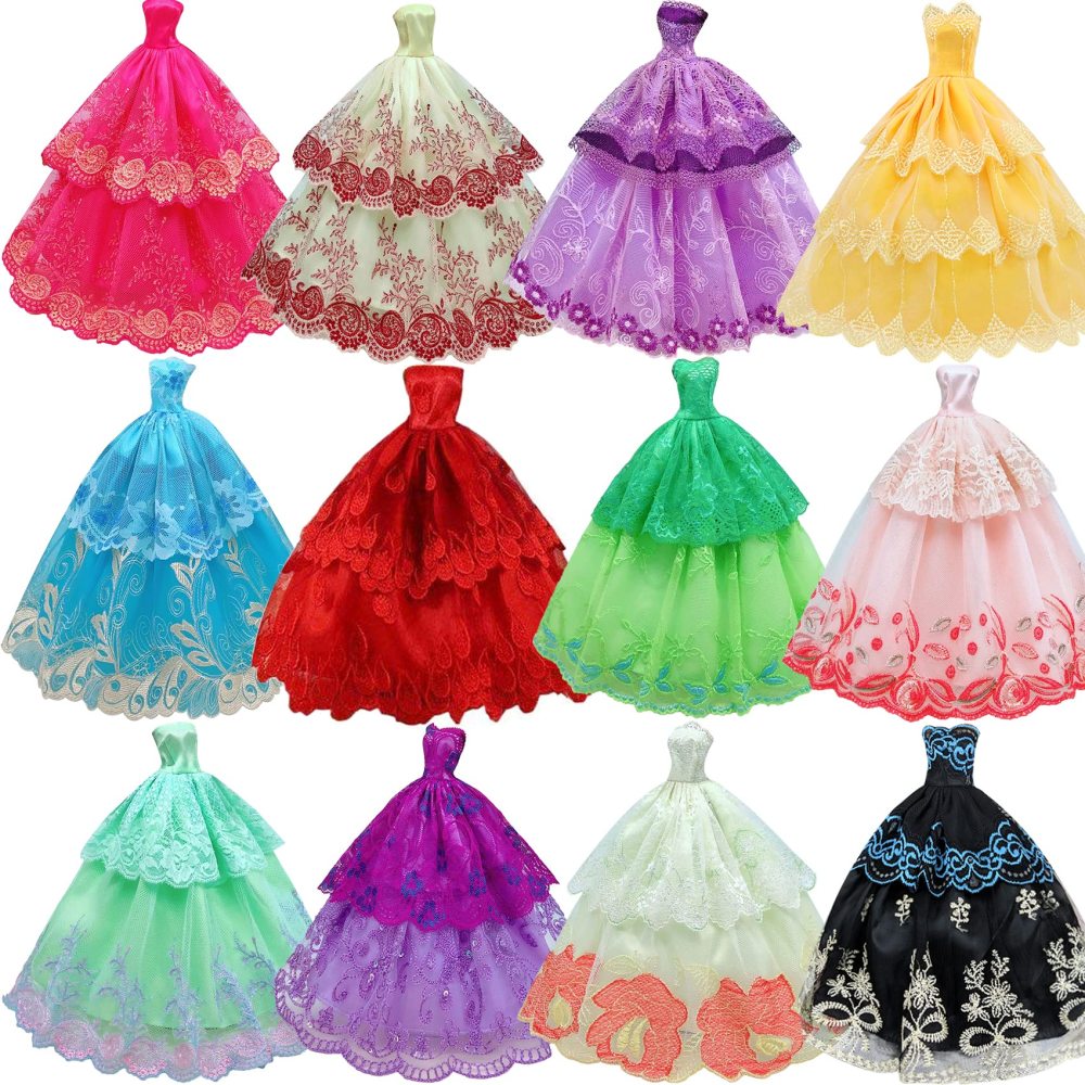 Lot 5 Handmade Fashion Party Dress Outfit for 11.5 Inch Girl Doll Clothes Xmas Gift- Random Style.