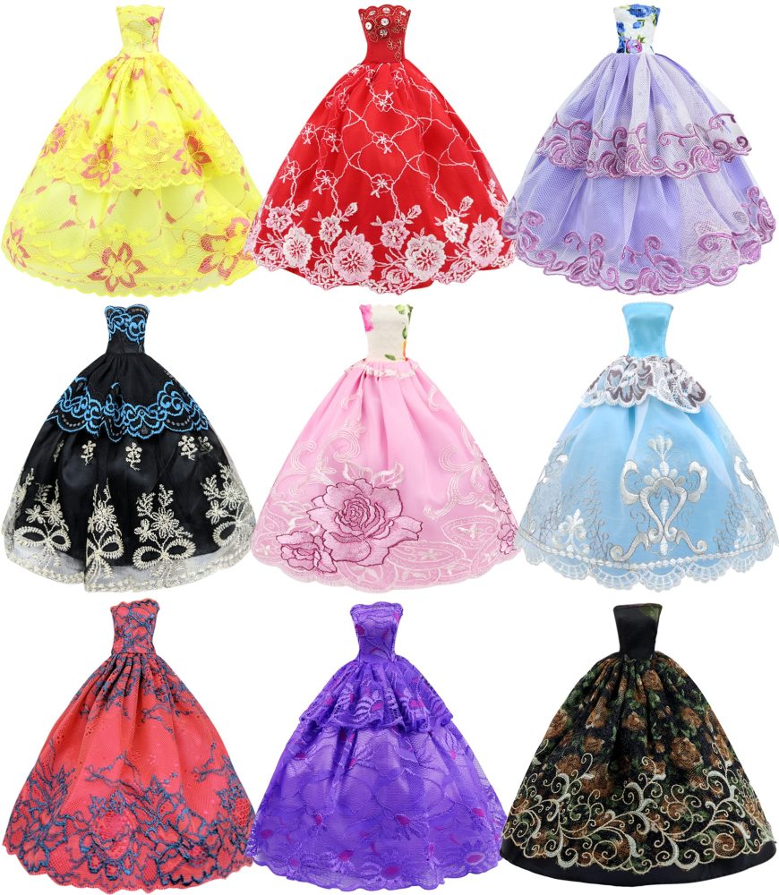 Lot 5 Handmade Fashion Party Dress Outfit for 11.5 Inch Girl Doll Clothes Xmas Gift- Random Style.