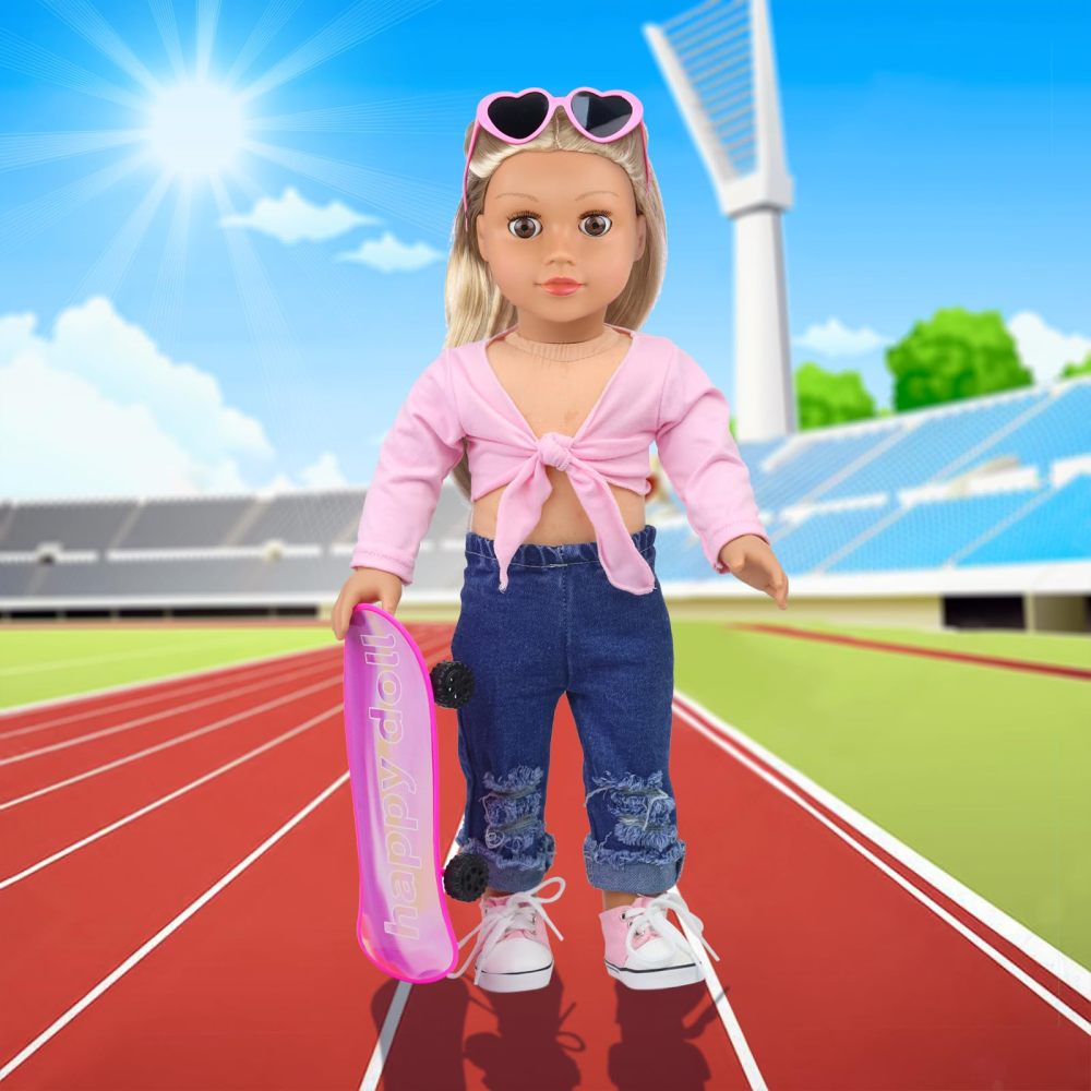 18 Inch Girl Doll Scooter Skateboard Clothes and Accessories - 18 Inch Doll Clothes Set Sport Shoes Scooter and Other Outdoor Sport Stuff
