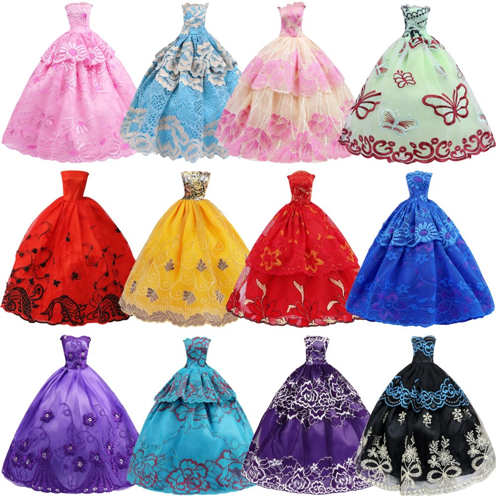 Lot 5 Handmade Fashion Party Dress Outfit for 11.5 Inch Girl Doll Clothes Xmas Gift- Random Style.