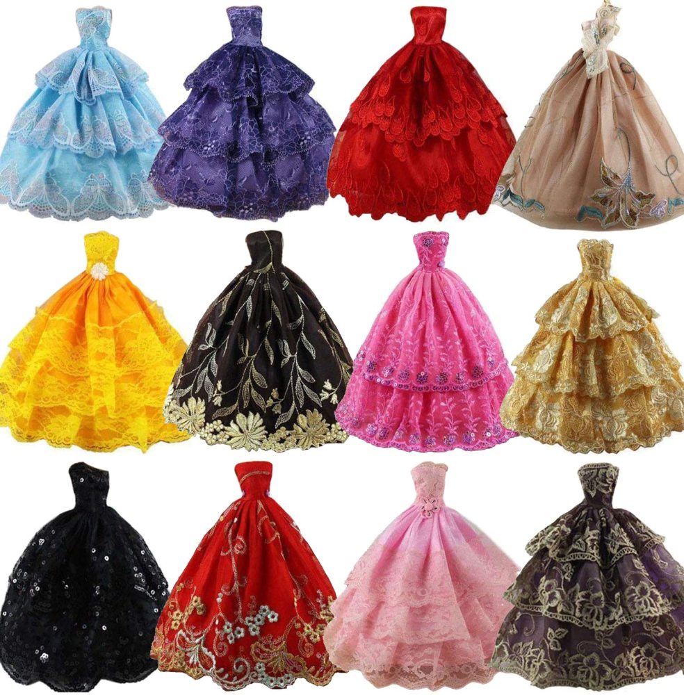 Lot 5 Handmade Fashion Party Dress Outfit for 11.5 Inch Girl Doll Clothes Xmas Gift- Random Style.
