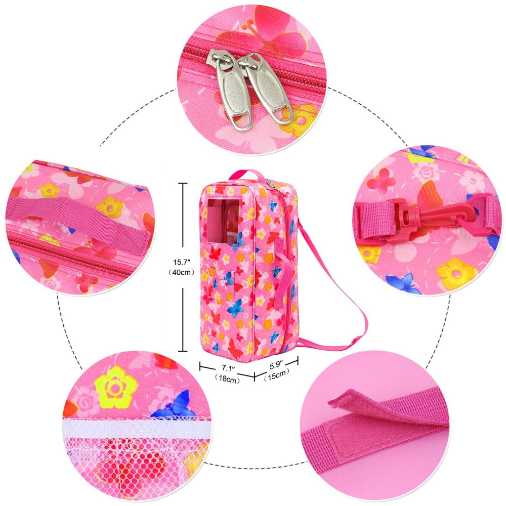 Quality 14.5 Inch Girl Doll Butterfly Design Carrier Case Travel Bag for 14-14.5 Inch Doll Accessories