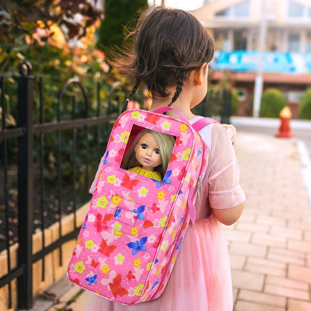 Quality 14.5 Inch Girl Doll Butterfly Design Carrier Case Travel Bag for 14-14.5 Inch Doll Accessories