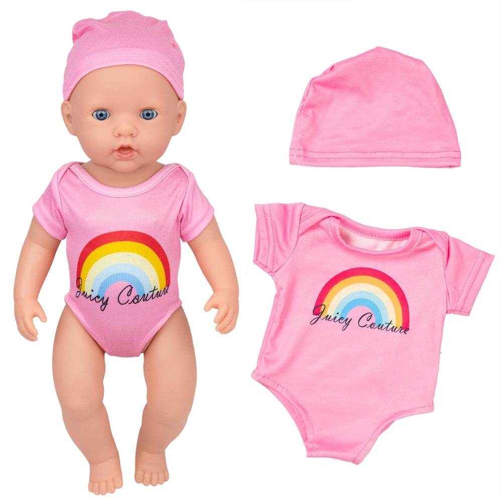 13 Piece Baby Doll Accessories Baby Doll Feeding and Caring Set includes Diaper Bag Clothes Doll Diapers Baby Bottles Dinner Plate Pacifier Comb Babies Pretend Play Set for Toddlers Kids