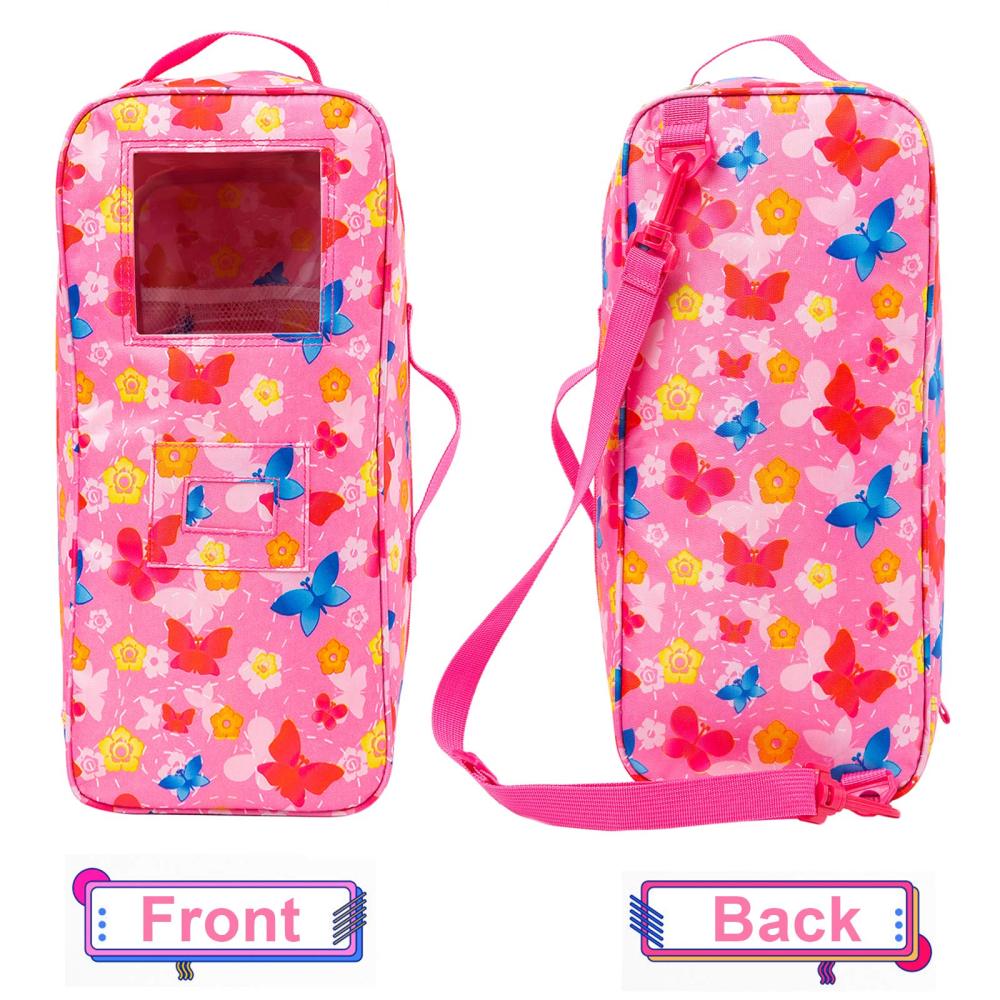 Quality 14.5 Inch Girl Doll Butterfly Design Carrier Case Travel Bag for 14-14.5 Inch Doll Accessories