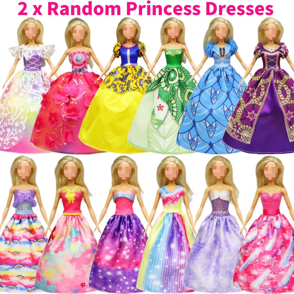 48 pcs Doll Clothes and Accessories for 11.5 Inch Doll - 2 Princess Dresses 7 Fashion Dresses 2 Outfits 2 Swimsuits 10 Shoes 5 Crowns 5 Necklaces 5 Handbags 10 Hangers Accessories Girls Gift